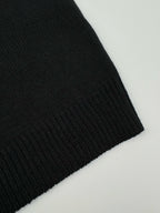 Black Wool Plain Half-Zip - Men's