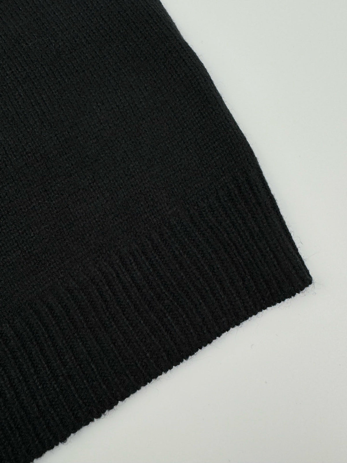 Black Wool Plain Half-Zip - Men's