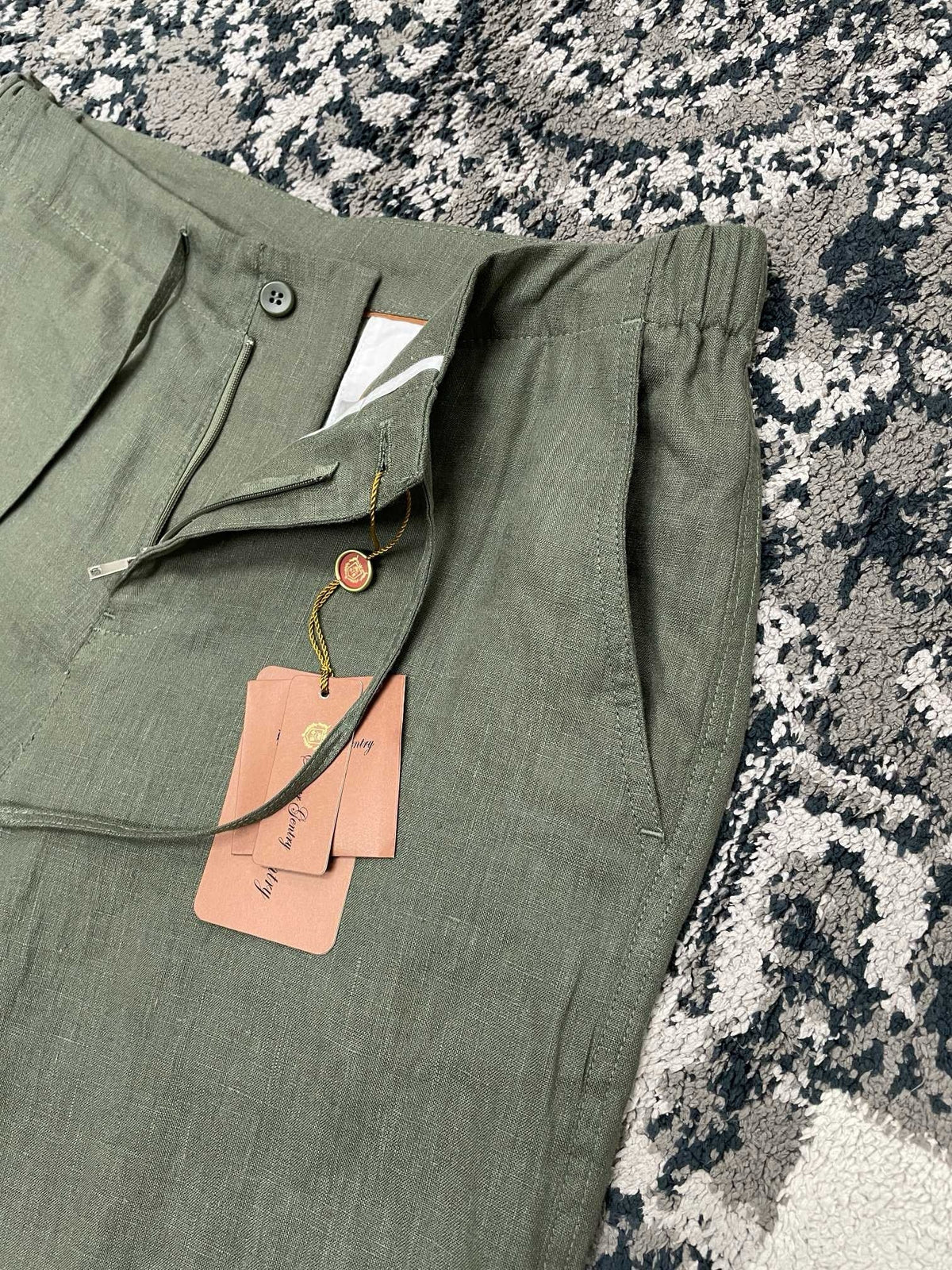 Olive Corduroy Plain Drawstring - Men's