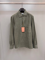 Olive Cotton Plain Long-Sleeve - Men's
