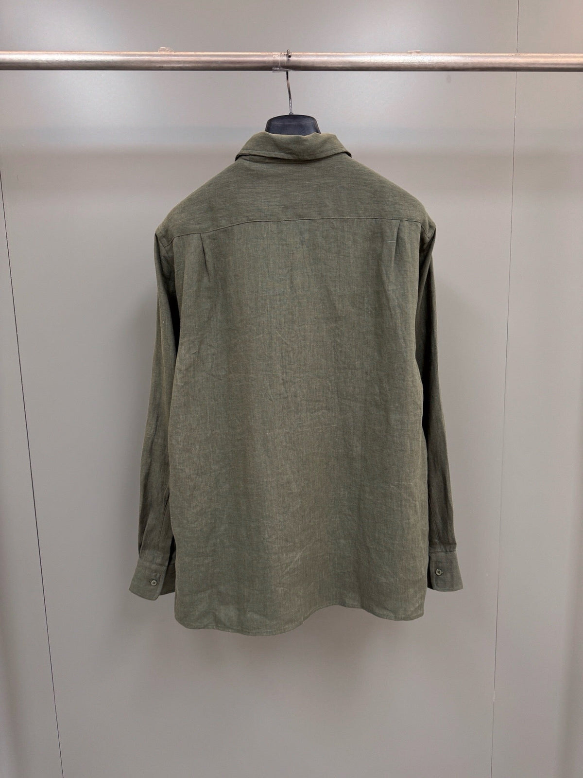 Olive Cotton Plain Long-Sleeve - Men's