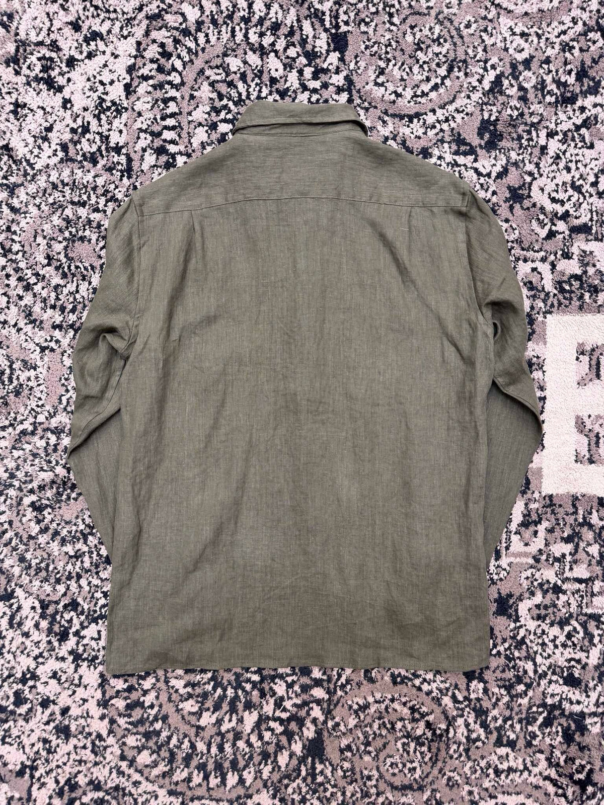 Olive Cotton Plain Long-Sleeve - Men's