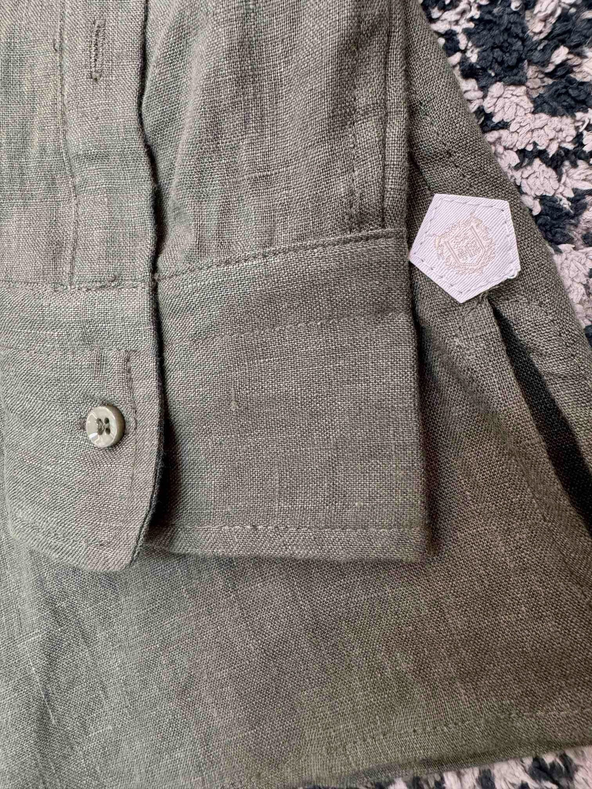 Olive Cotton Plain Long-Sleeve - Men's