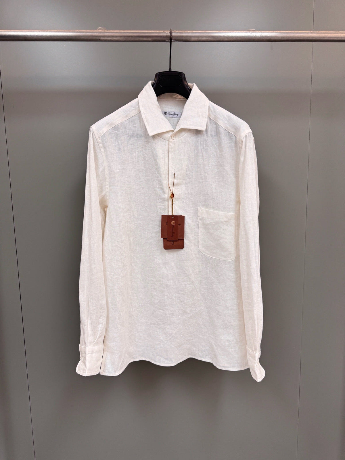 Olive Cotton Plain Long-Sleeve - Men's