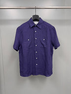 Purple Cotton Twin Pocket Short-Sleeve - Men's