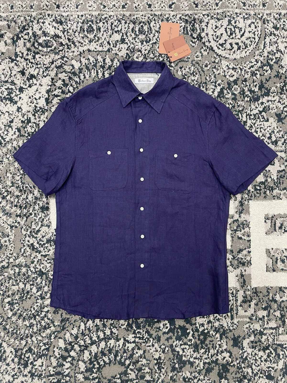 Purple Cotton Twin Pocket Short-Sleeve - Men's