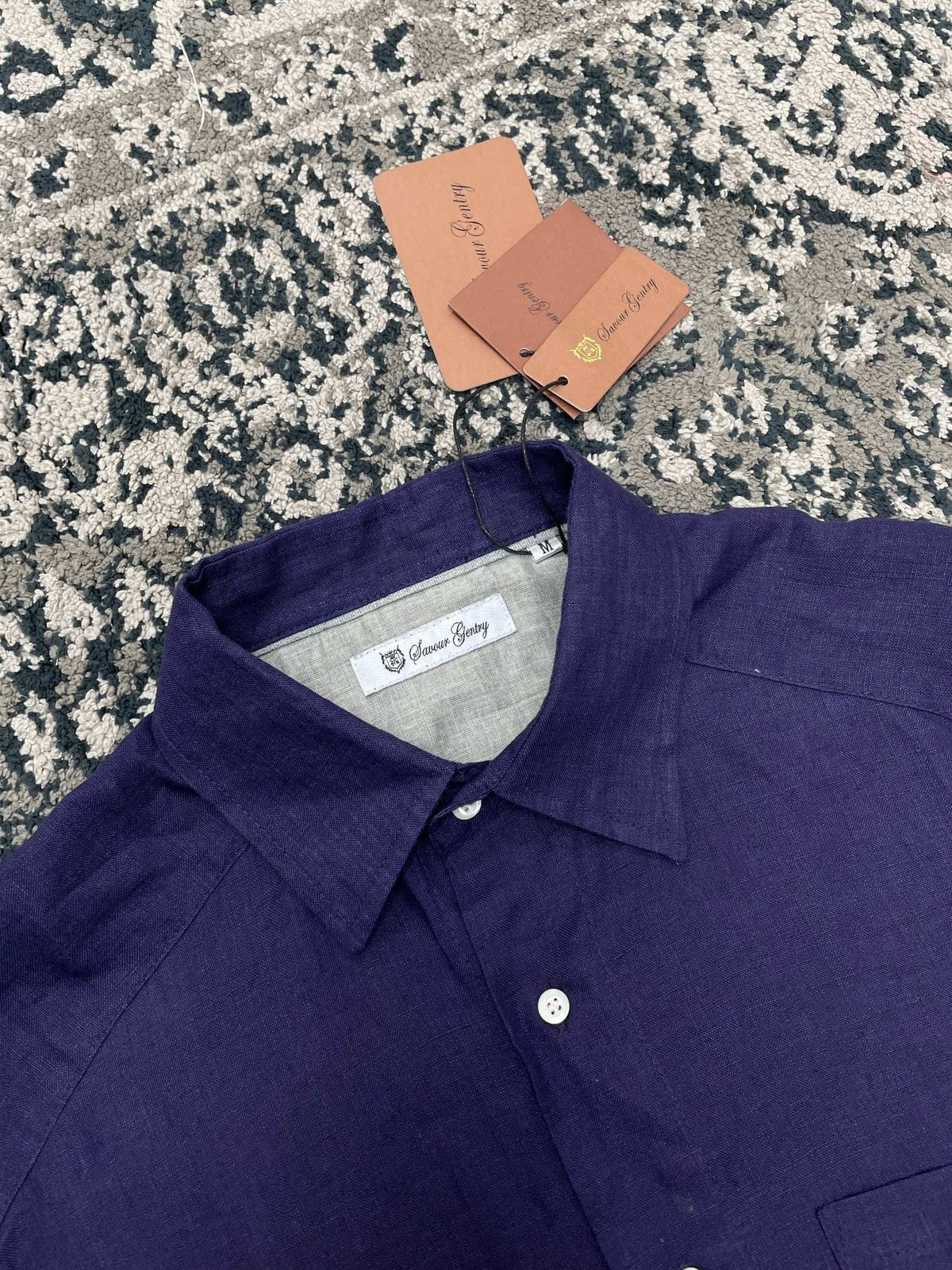 Purple Cotton Twin Pocket Short-Sleeve - Men's