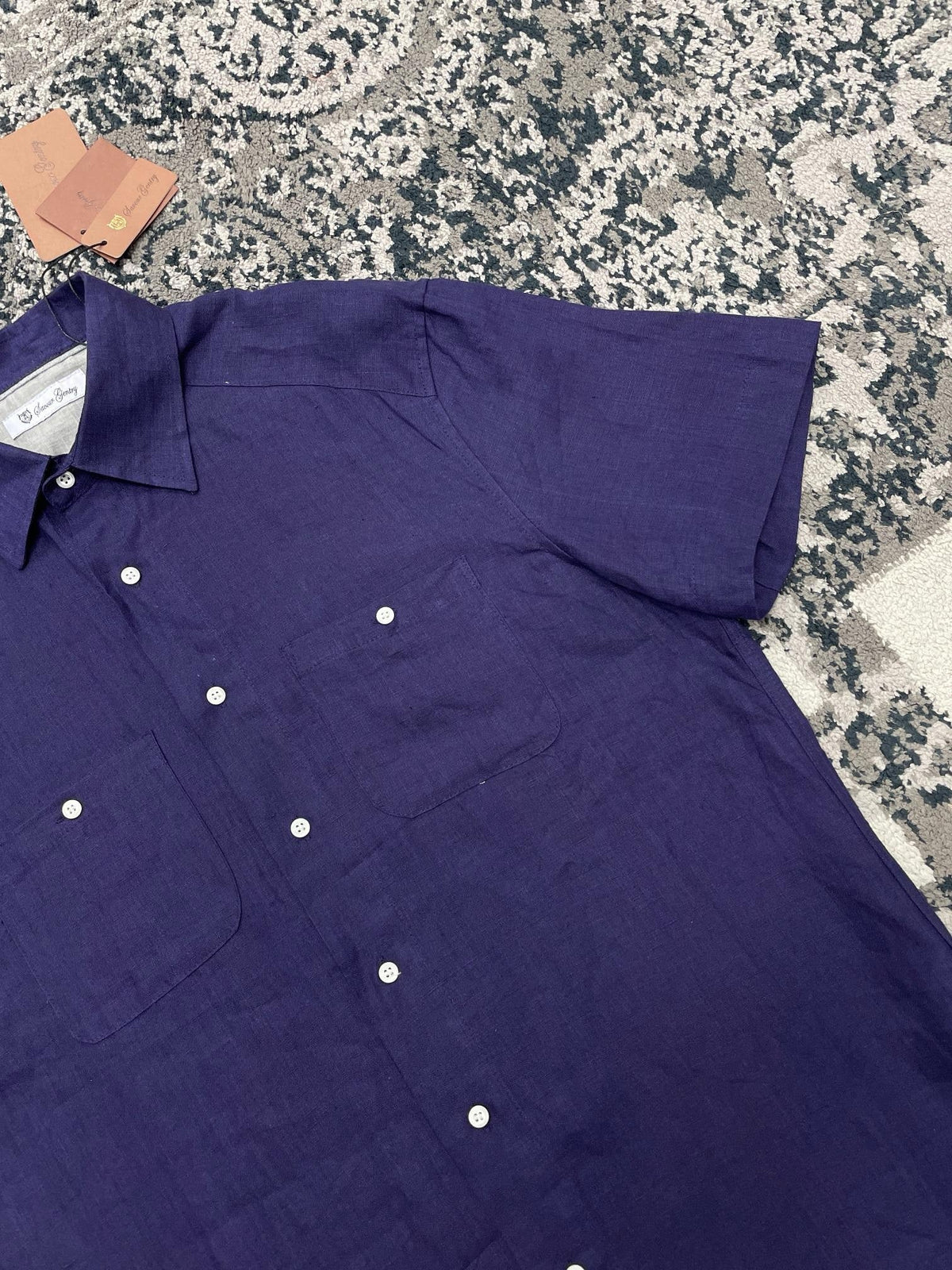 Purple Cotton Twin Pocket Short-Sleeve - Men's