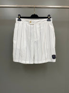 White Cotton Pinstripe Pleated Skirt - Women's