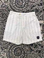White Cotton Pinstripe Pleated Skirt - Women's