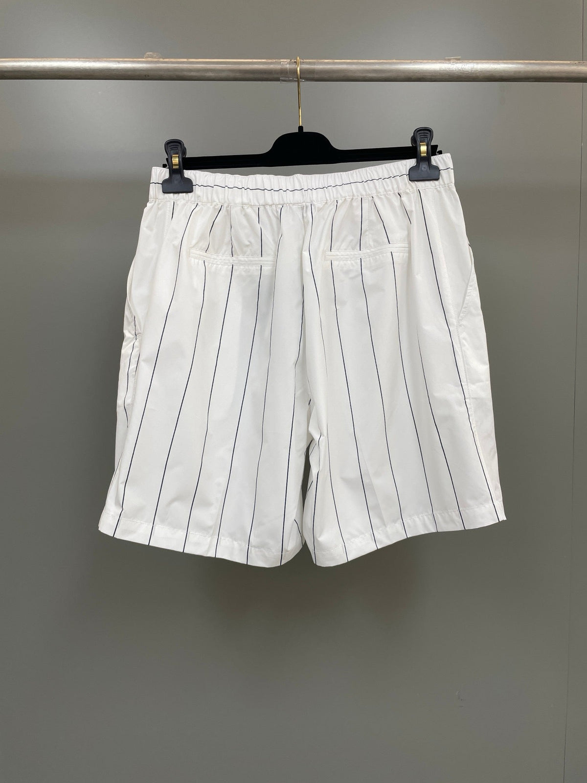 White Cotton Pinstripe Pleated Skirt - Women's