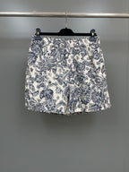 Cream Cotton Toile Print Mini Skirt - Women's
