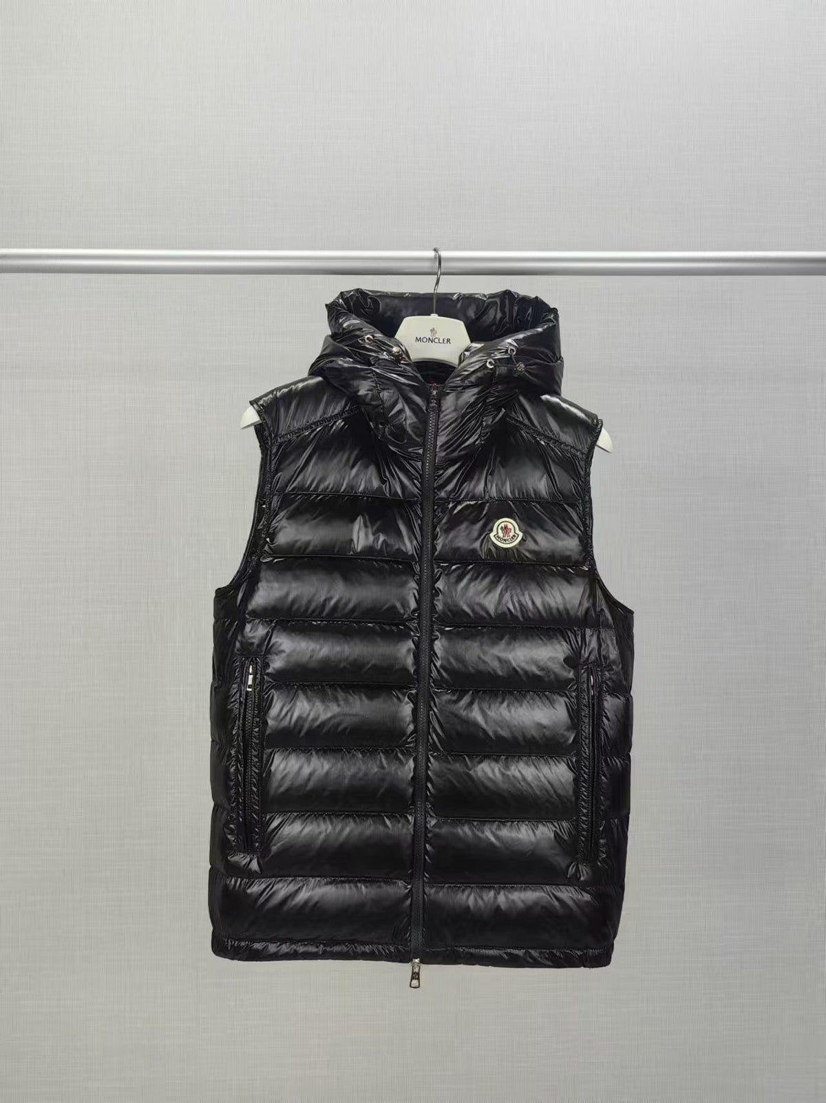 Black Nylon Packable Gilet - Men's