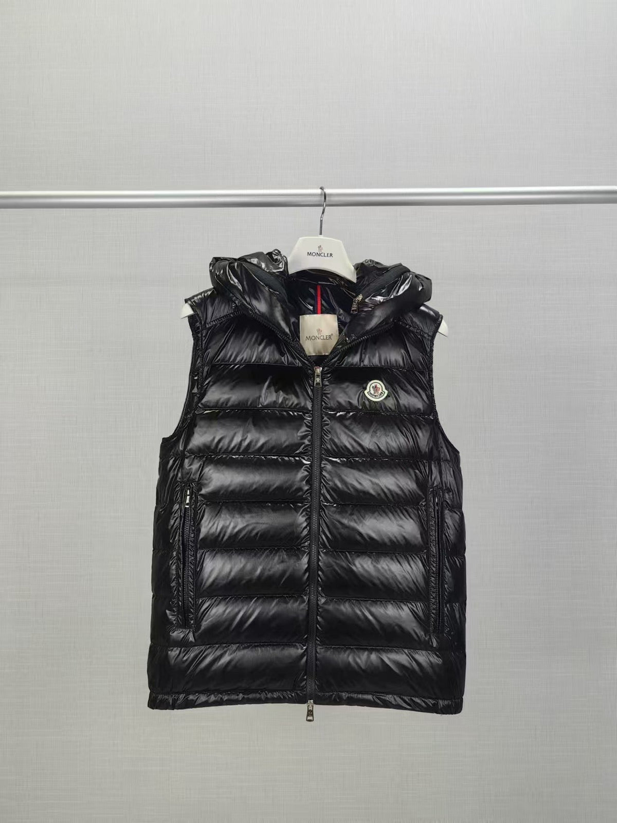 Black Nylon Packable Gilet - Men's