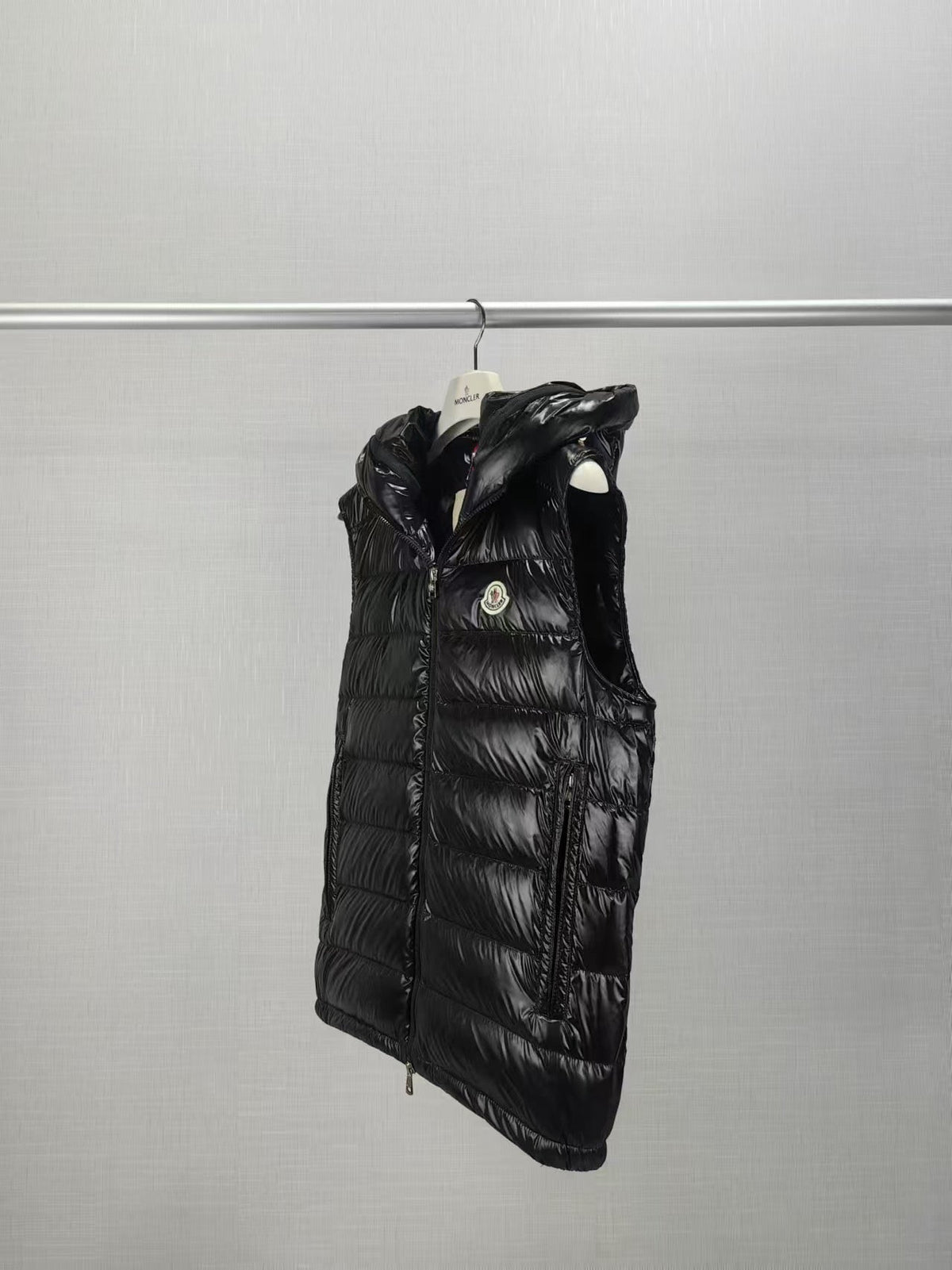 Black Nylon Packable Gilet - Men's