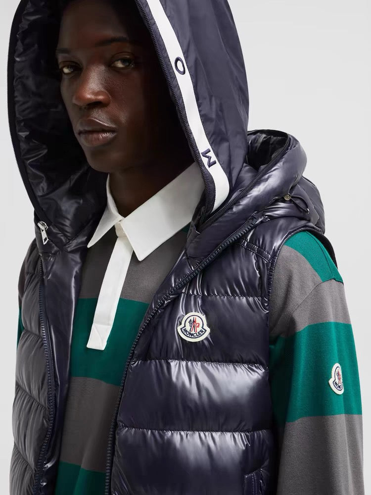 Black Nylon Packable Gilet - Men's