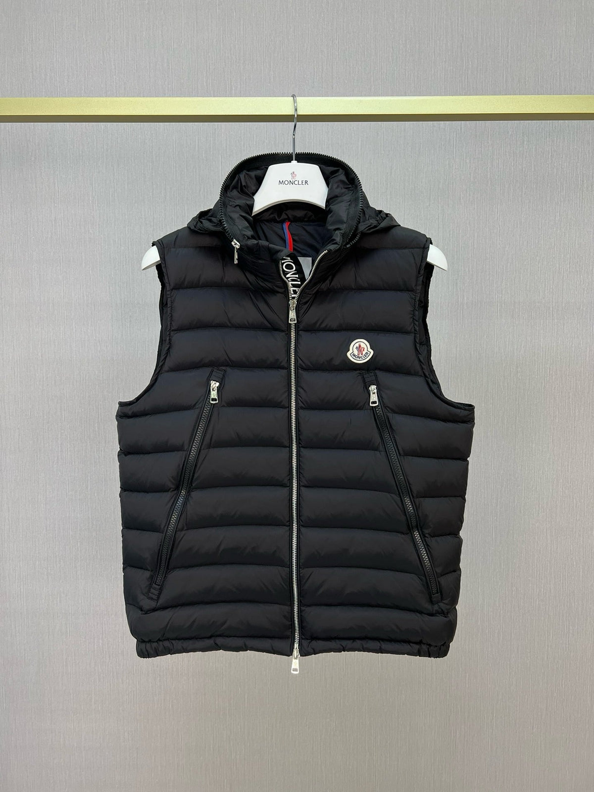 Black Nylon Badge Gilet - Men's