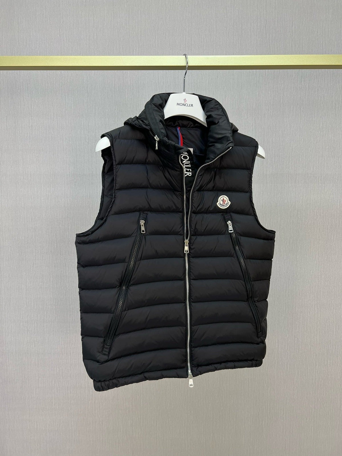 Black Nylon Badge Gilet - Men's