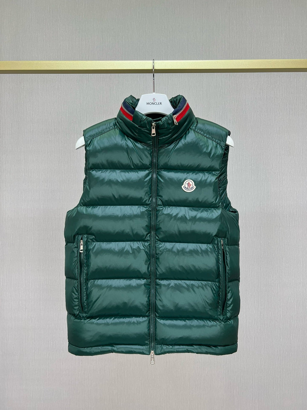 Black Nylon Contrast Collar Gilet - Men's