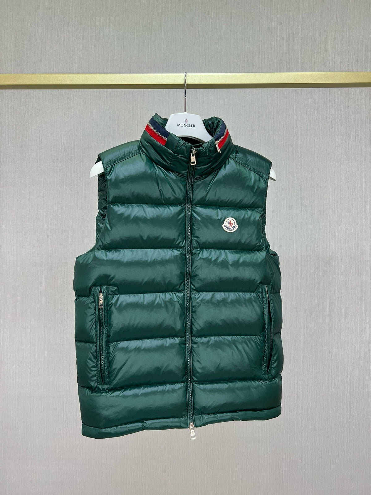 Black Nylon Contrast Collar Gilet - Men's