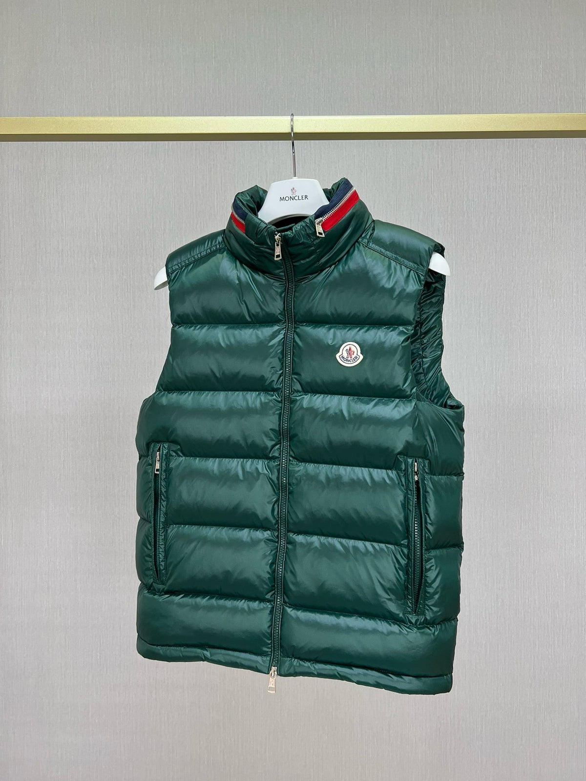 Black Nylon Contrast Collar Gilet - Men's