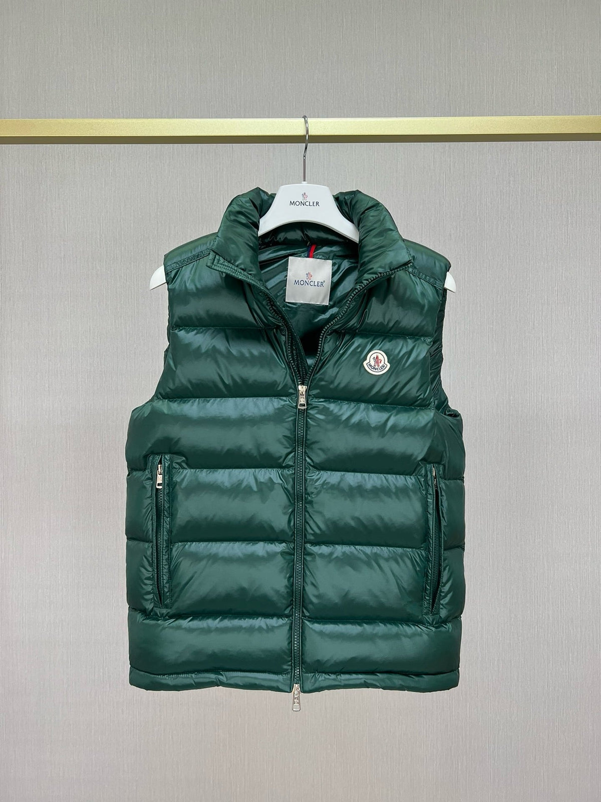 Black Nylon Contrast Collar Gilet - Men's