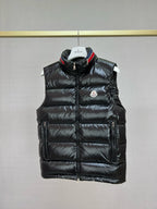 Black Nylon Contrast Collar Gilet - Men's