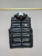 Black Nylon Contrast Collar Gilet - Men's