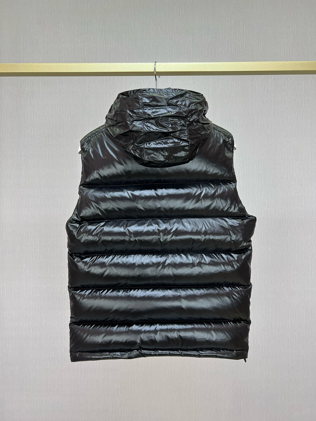 Black Nylon Contrast Collar Gilet - Men's