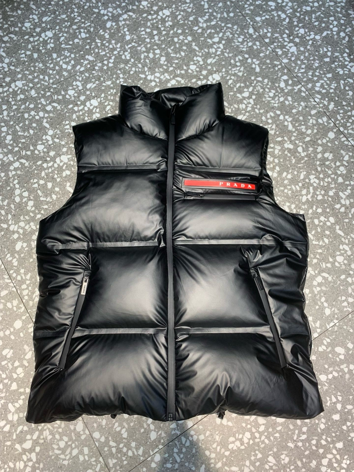 Black Nylon Panelled Gilet - Men's