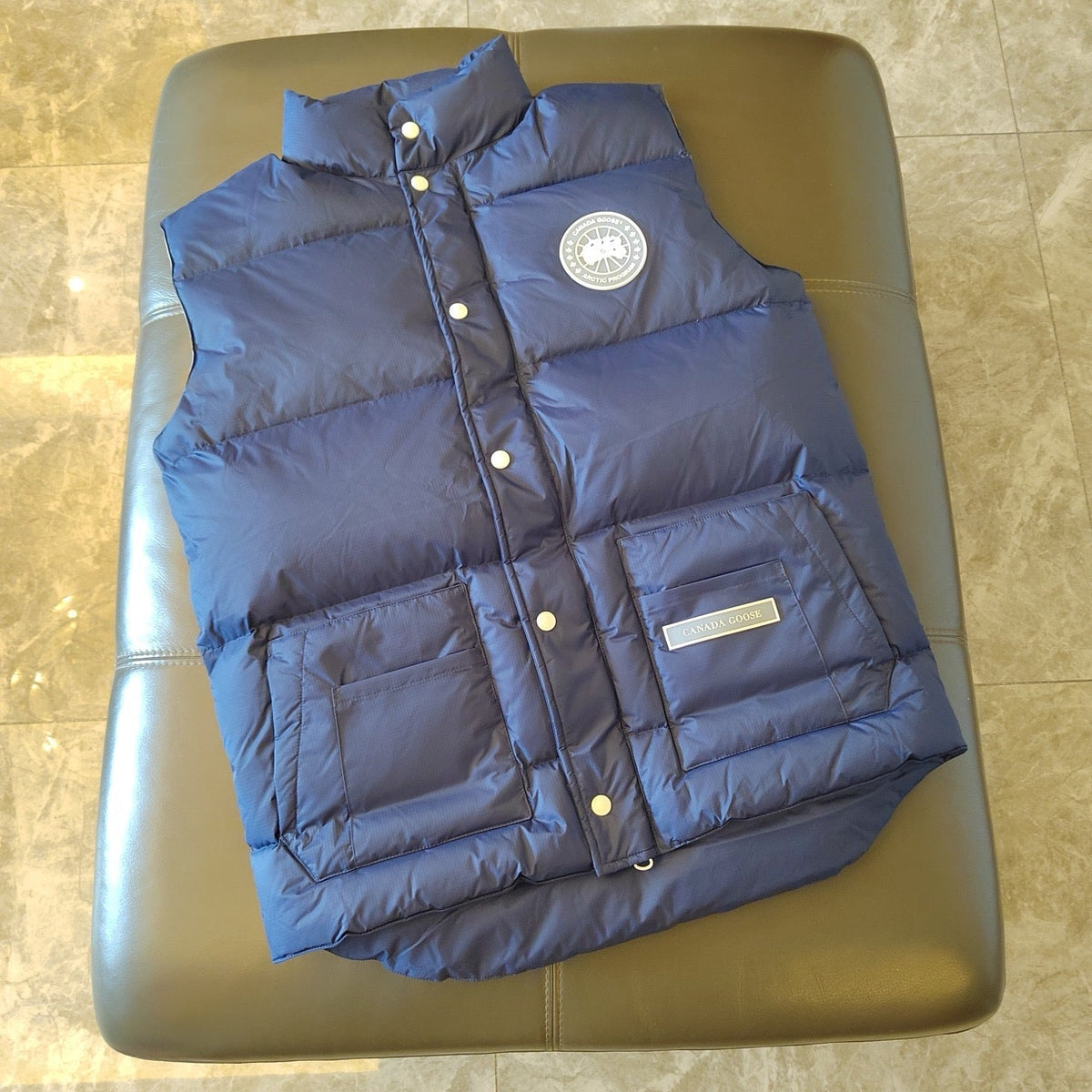 Blue Nylon Patch Gilet - Men's