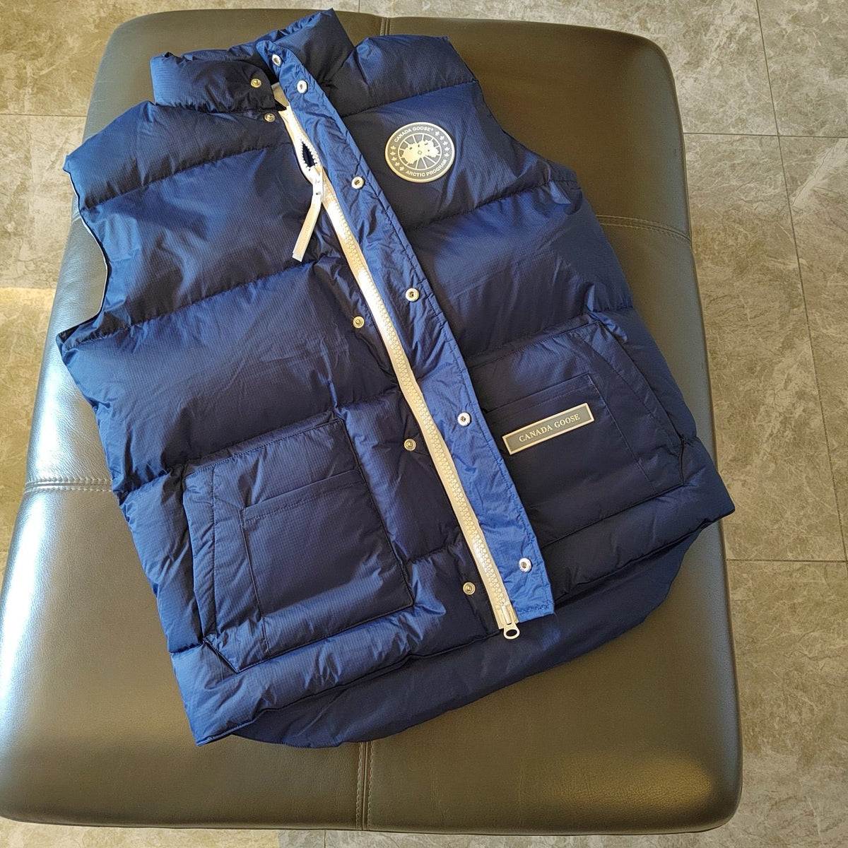 Blue Nylon Patch Gilet - Men's