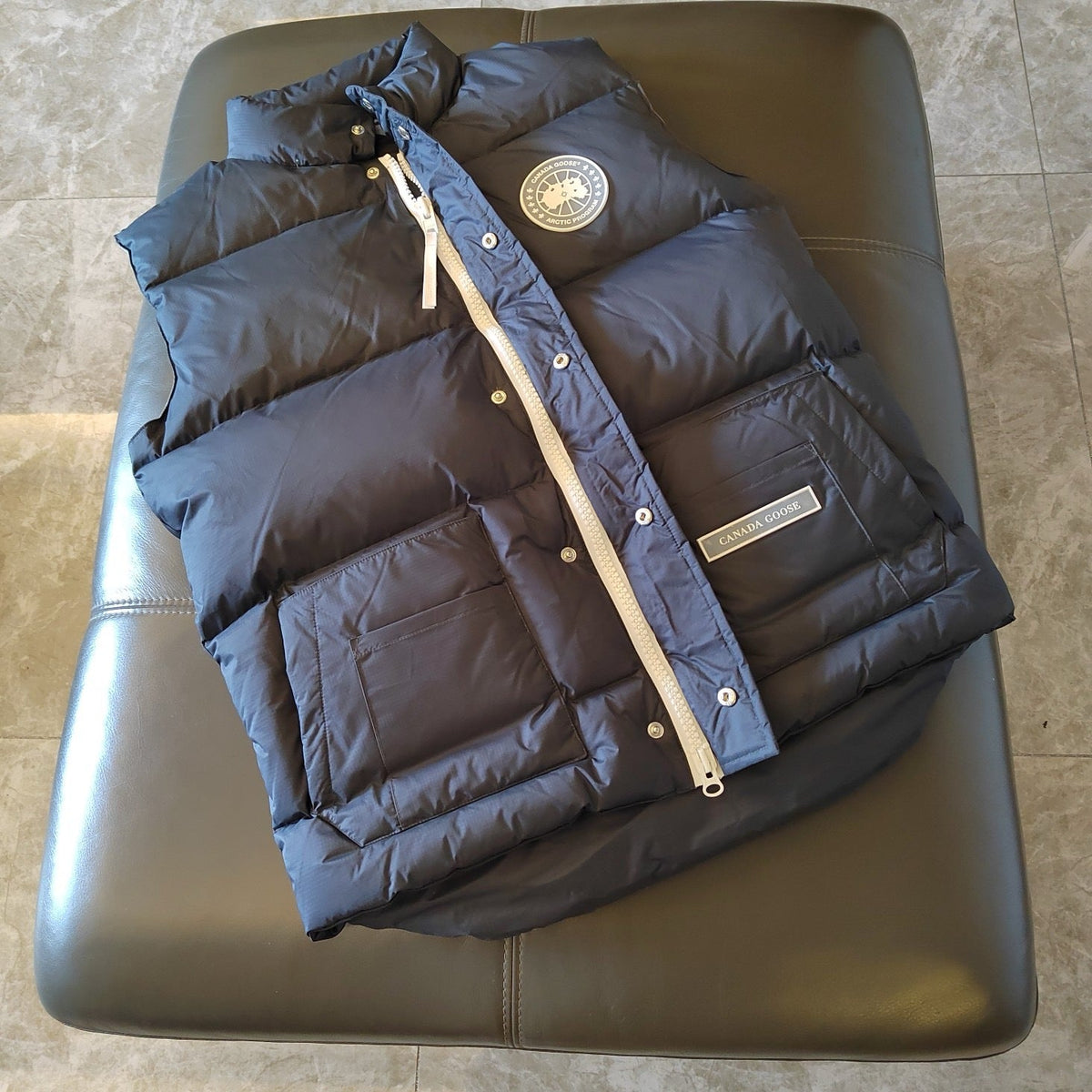 Blue Nylon Patch Gilet - Men's