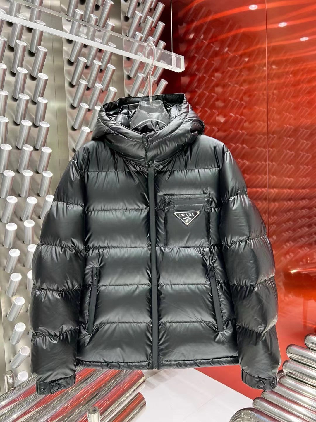Black and White Puffer Jacket - Men's