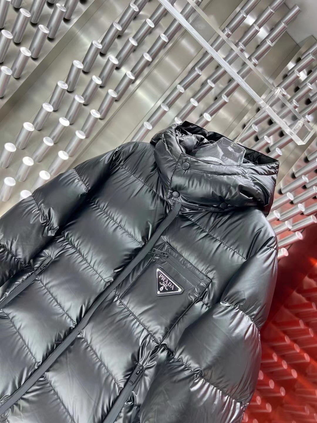 Black and White Puffer Jacket - Men's