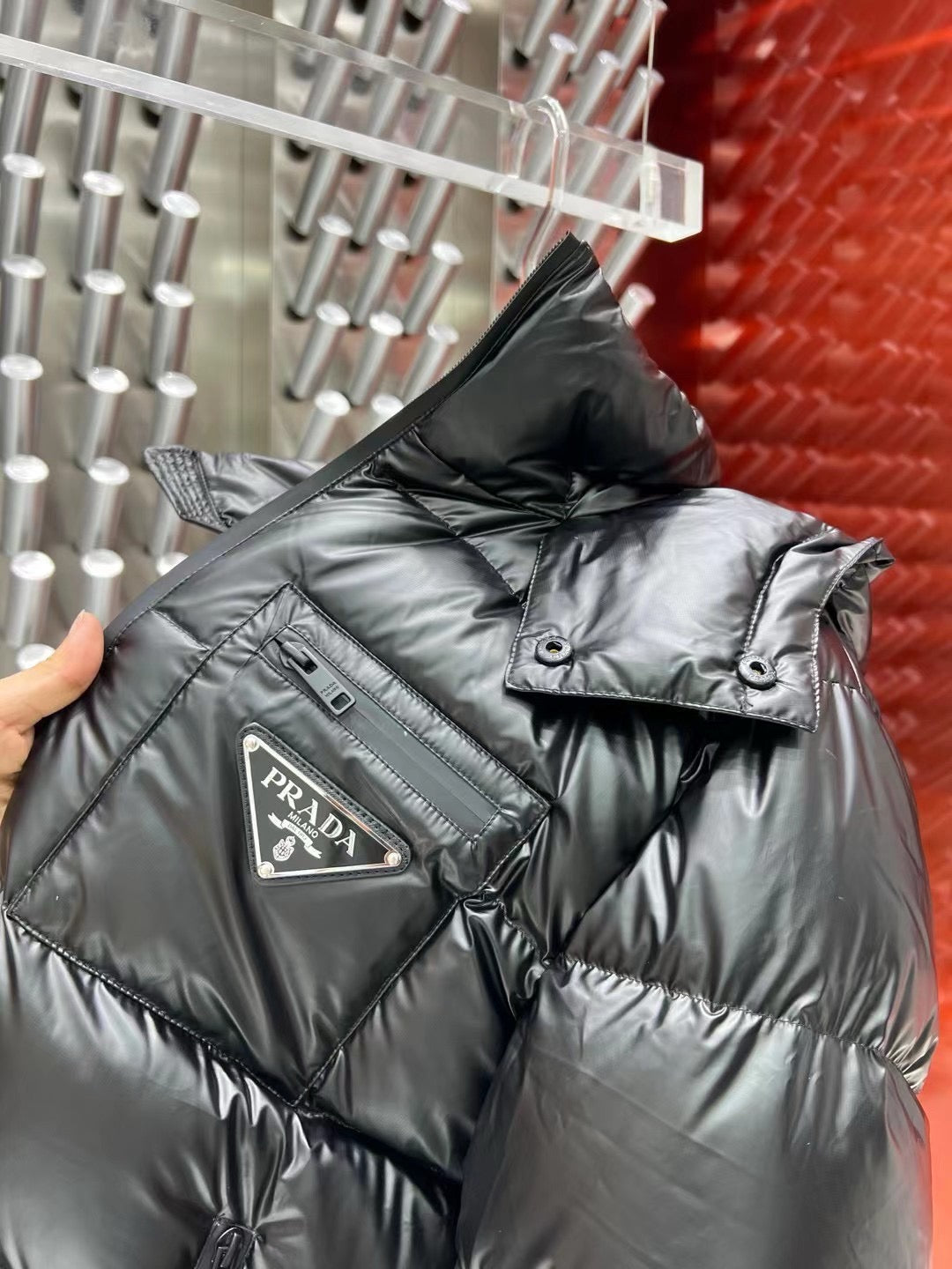 Black and White Puffer Jacket - Men's
