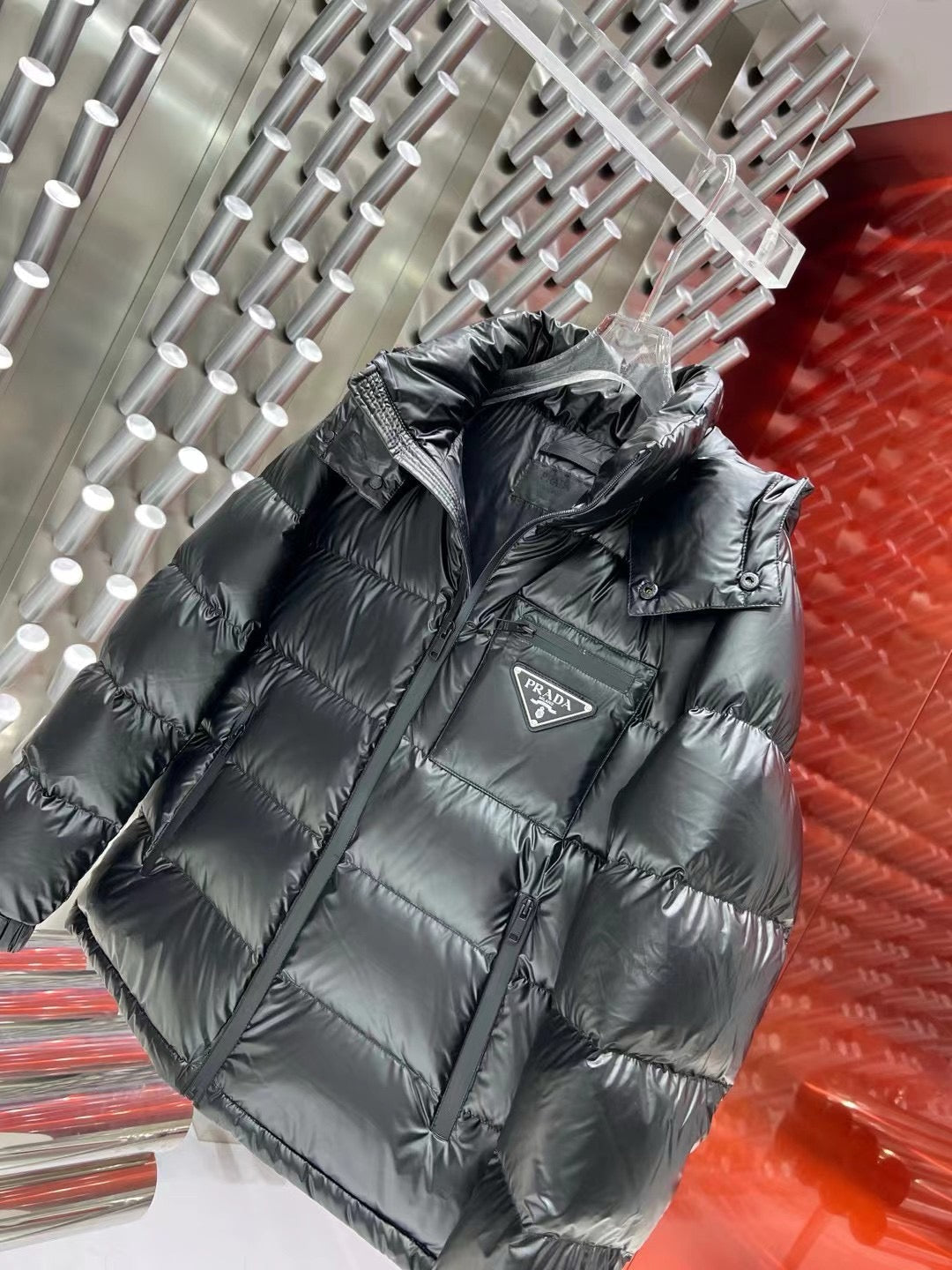 Black and White Puffer Jacket - Men's