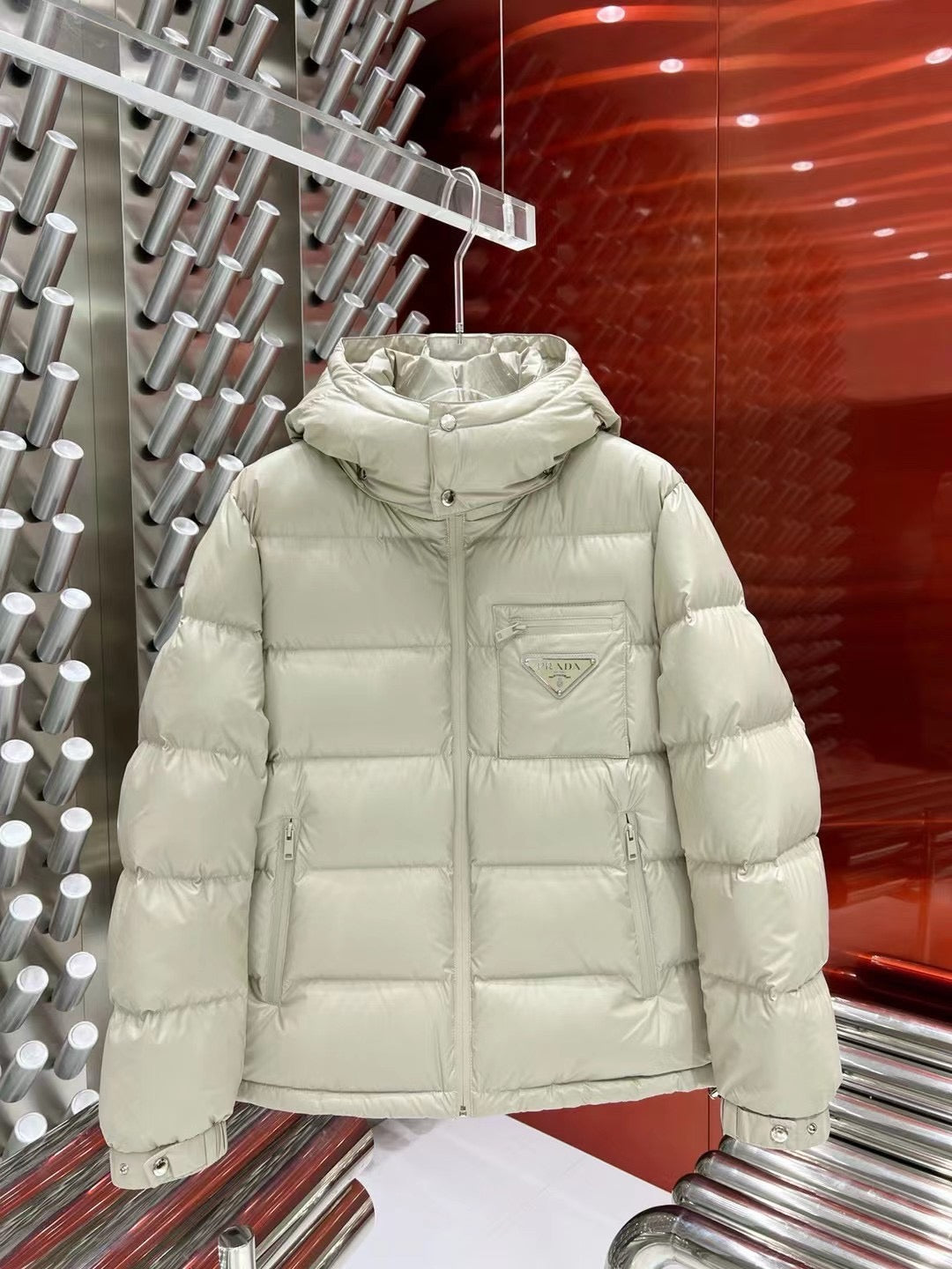Black and White Puffer Jacket - Men's