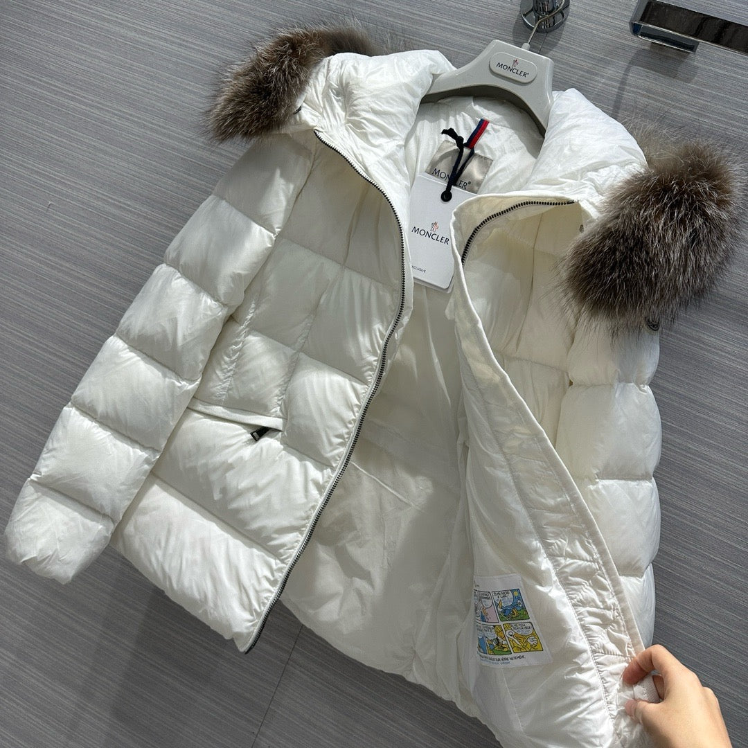Black and White Puffer Jacket - Women's