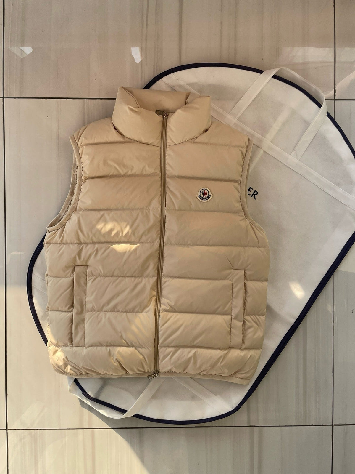 Cream Nylon Down Gilet - Men's