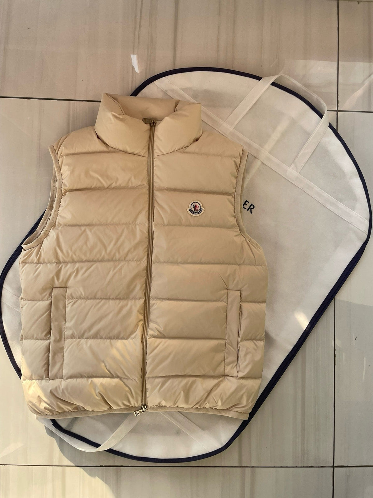 Cream Nylon Down Gilet - Men's
