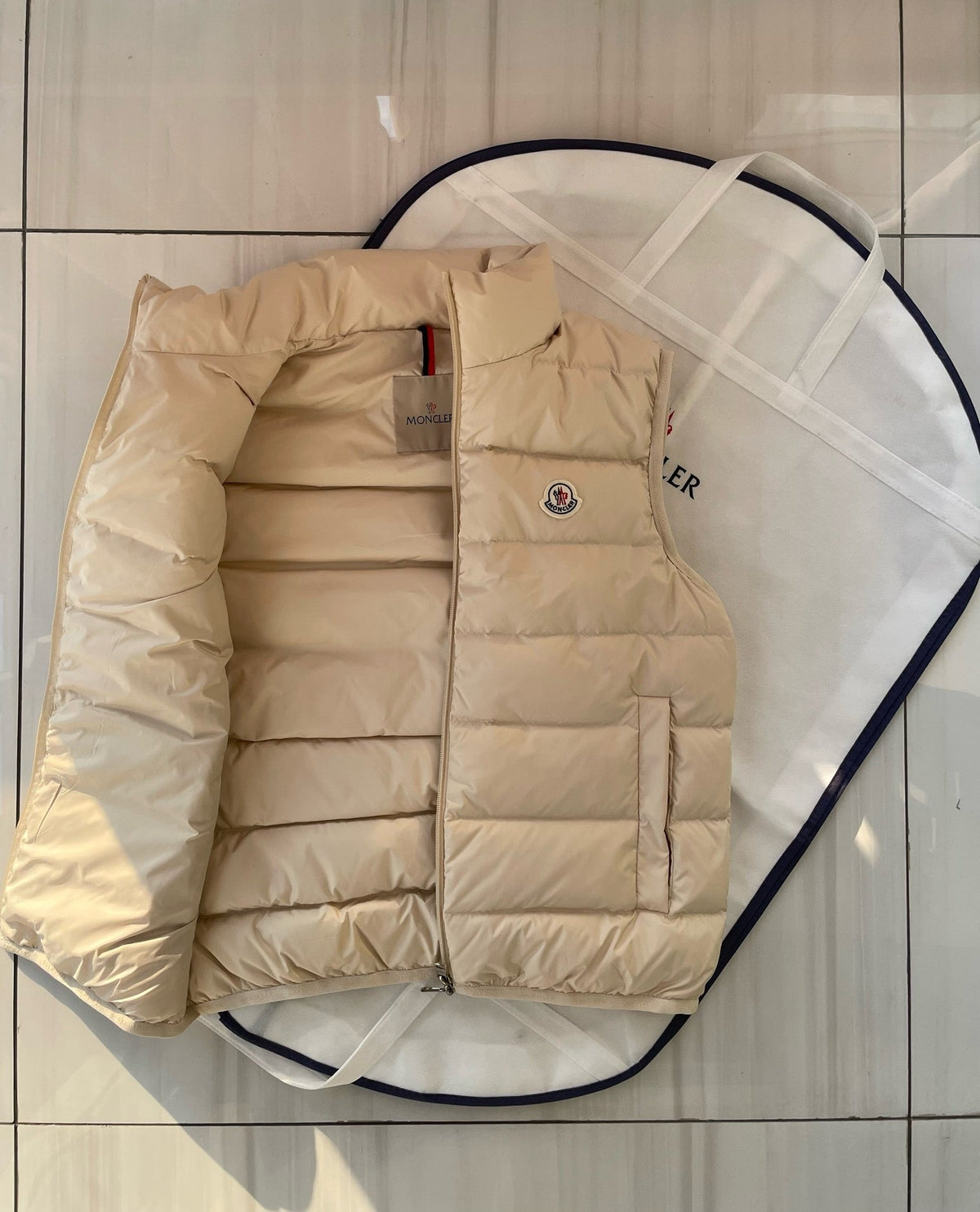 Cream Nylon Down Gilet - Men's