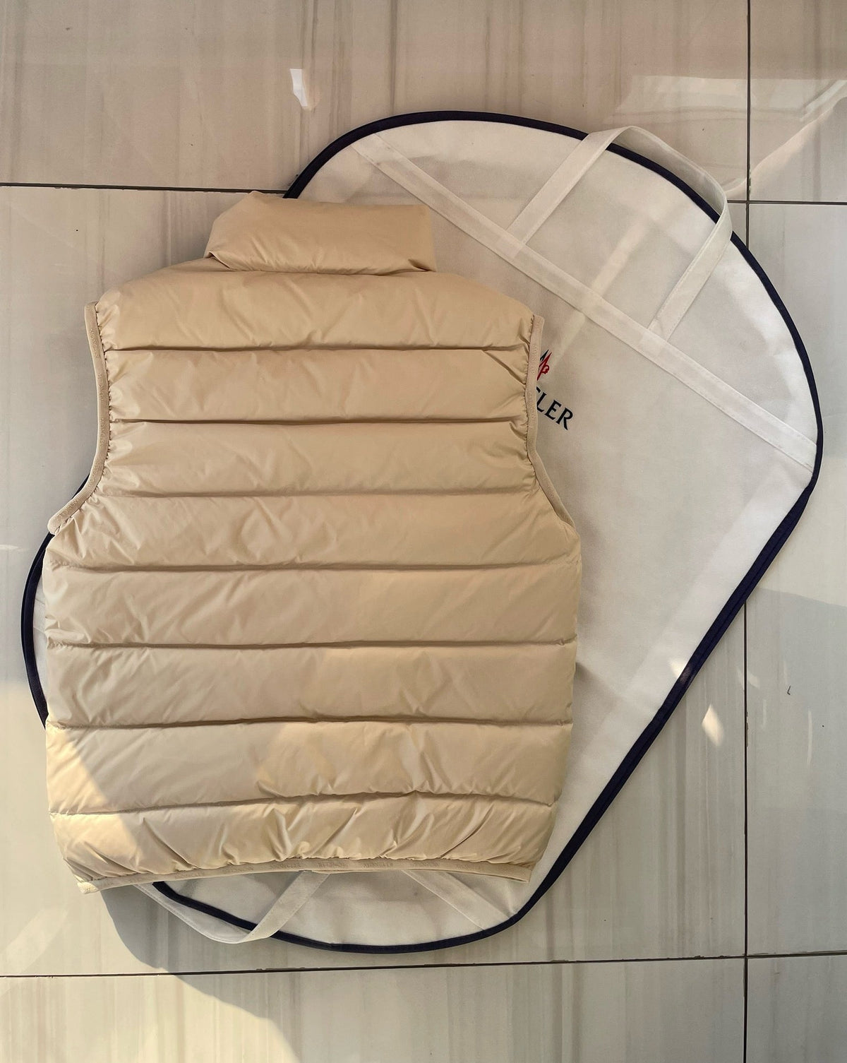 Cream Nylon Down Gilet - Men's