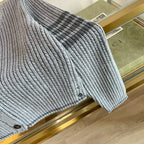 Grey Wool Ribbed Cardigan - Women's
