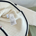 Grey Wool Ribbed Cardigan - Women's