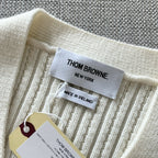 Grey Wool Ribbed Cardigan - Women's