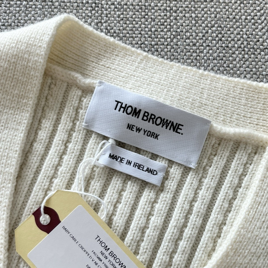 Grey Wool Ribbed Cardigan - Women's