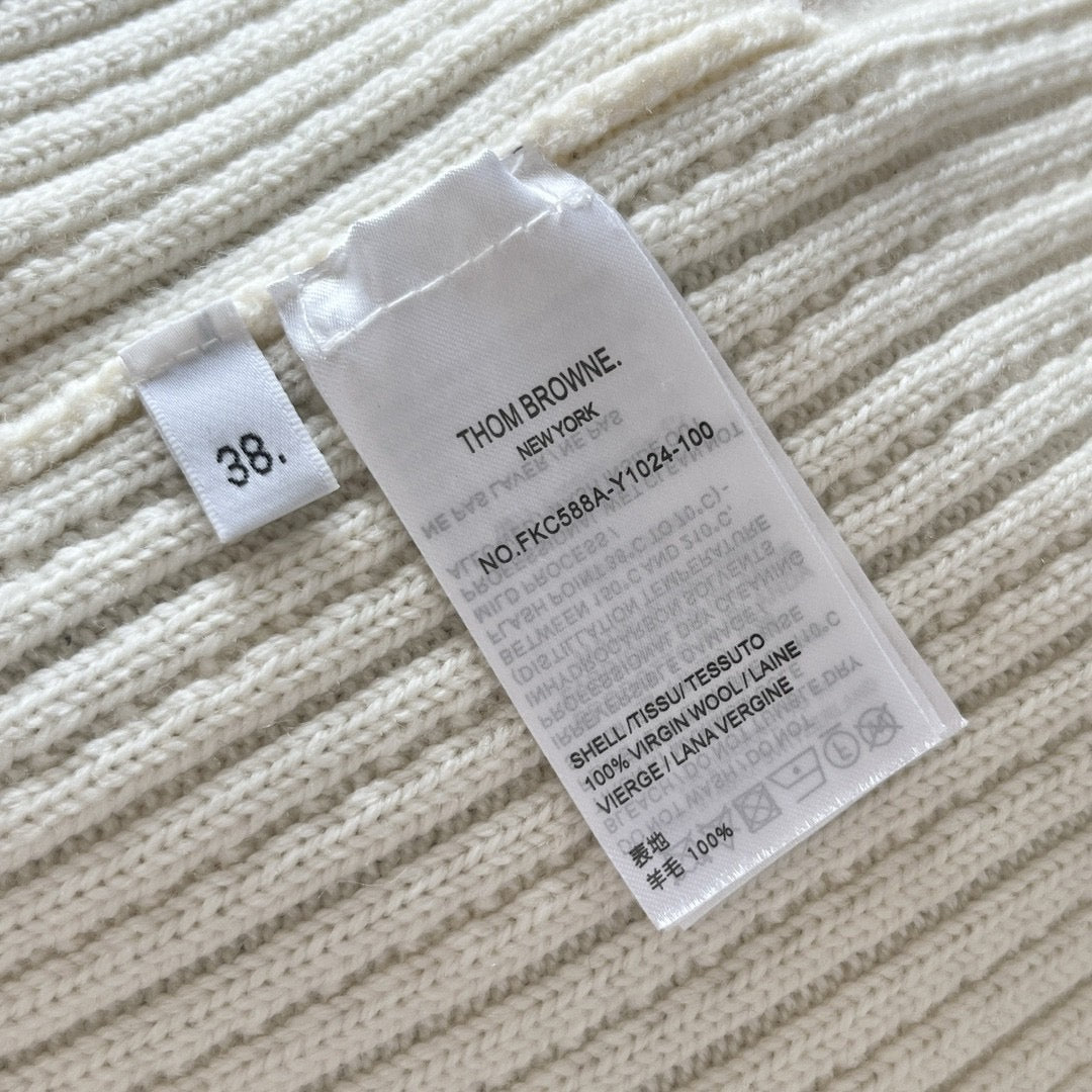 Grey Wool Ribbed Cardigan - Women's