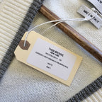 Cream Wool Bar Stripe Cardigan - Men's