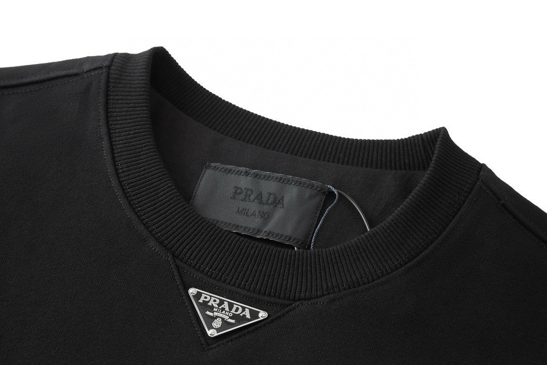 Grey Cotton Small Logo Crewneck - Men's
